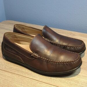 ECCO Men's Classic Moc 2.0 Brown Leather Driving Loafers EU 42 US 8.5 Preppy